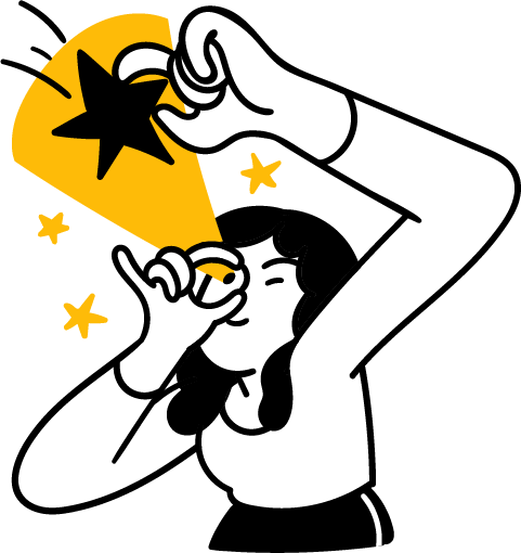 focus illustration of woman looking at the stars