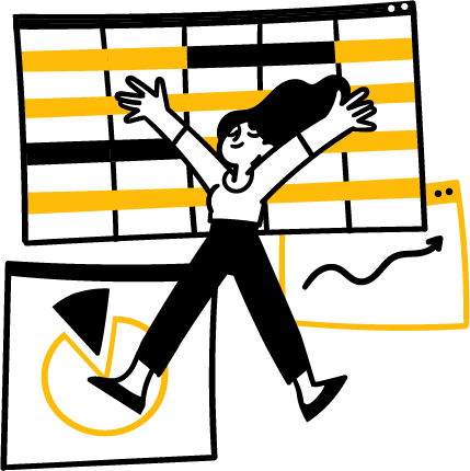 success illustration of woman celebrating financial success
