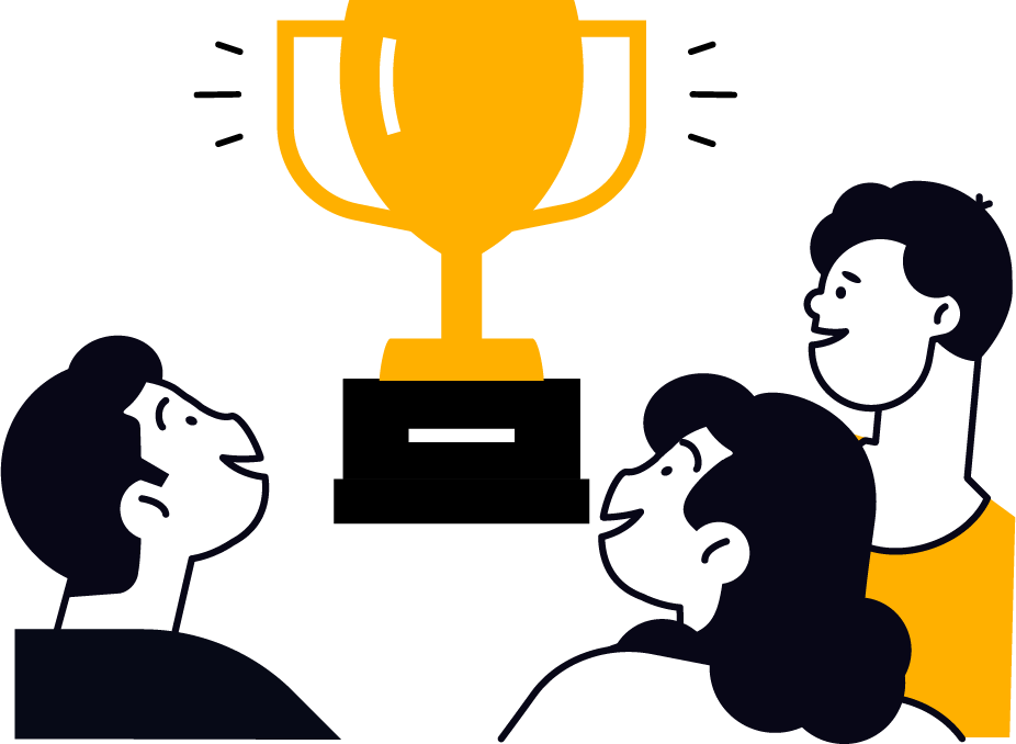 illustration of people looking at a trophy